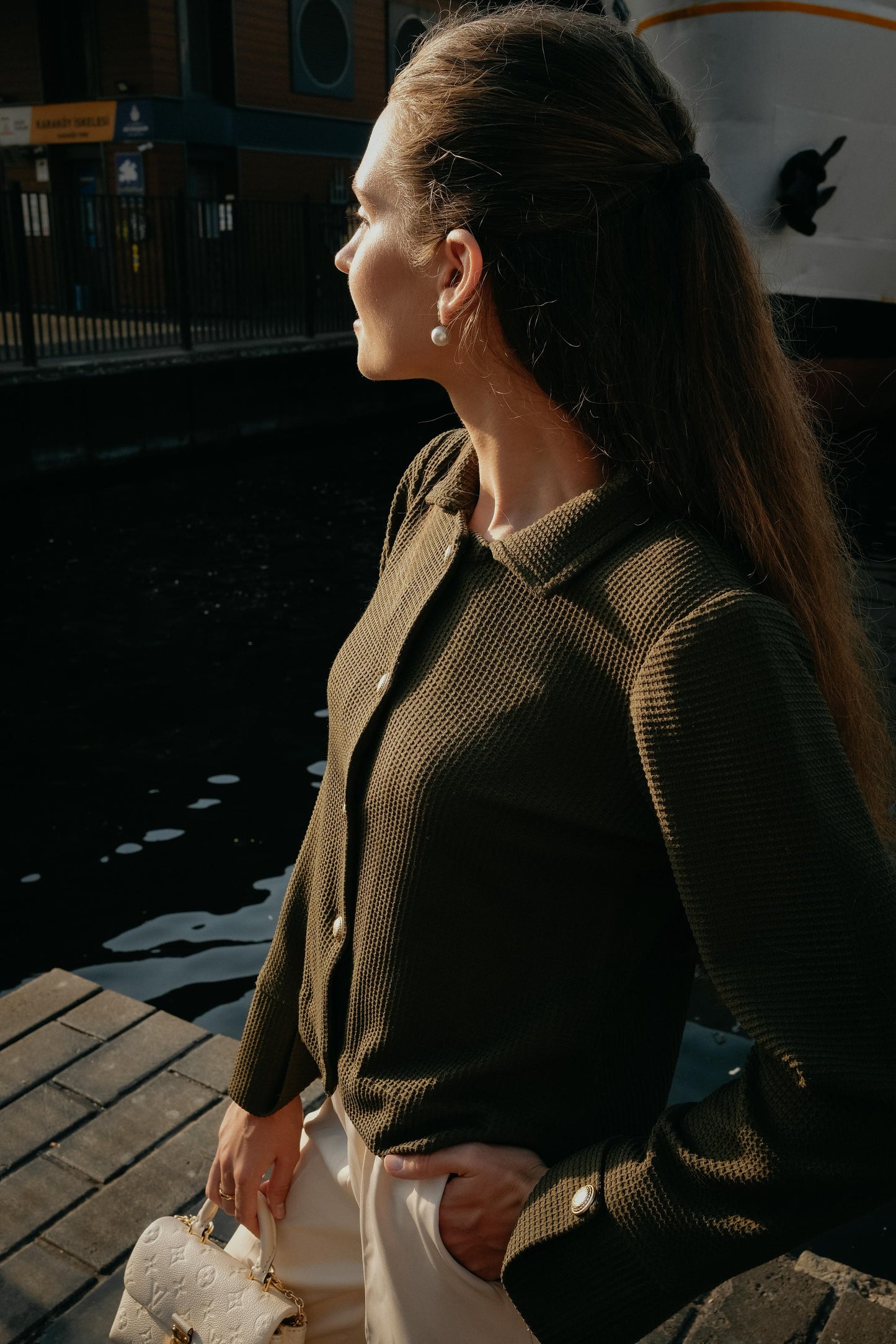Olive Textured Button-Down