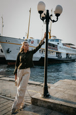 Beige wide legged pants